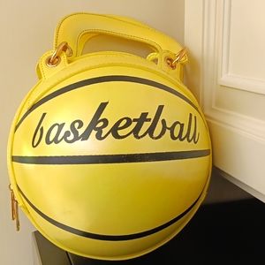 Basketball  purse ,beautiful,fun summer  ,bright yellow color with gold hardwear
